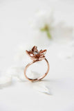 0.25ct Round Cut Diamond Engagement Ring Flower Statement 14k Rose Gold Finish