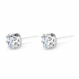 1ct Round Cut Diamond Solitaire Crown Stud Women Earrings 14k White Gold Finish