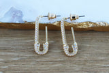 2ct Round Cut VVS1 Diamond Safety Pin Design Drop Earring 14k Yellow Gold Finish