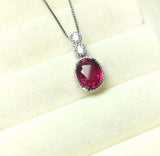 1.2ct Pink Ruby Pendant Oval Cut Accent Solitaire 14k White Gold Finish NO CHAIN