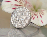 4Ct Round Cut Diamond Unique Cluster Disc Engagement Ring 14K White Gold Finish