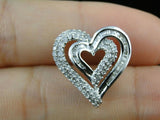 0.53ct Round Cut VVS1D Diamond Pendant Double Heart Shaped 14k White Gold Finish