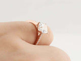 1.5ct Cushion Cut Diamond Engagement Ring Accents Solitaire 14k Rose Gold Finish