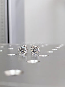 2ct Round Cut Moissanite 4 Claws Solitaire Stud Earrings 14k White Gold Plated