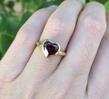 1.5ct Heart Cut Red Garnet Engagement Ring Solitaire Promise 14k YellowGold Over