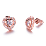 2ct Heart Cut VVS1 Diamond Heart Shape Wedding Stud Earrings 14k RoseGold Finish