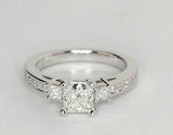 3Ct Princess Diamond Trilogy Engagement Ring 14K White Gold Finish Round Accents