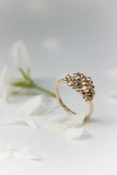 0.5ct Round Cut Green Emerald Engagement Ring Floral Bouquet 14k YellowGold Over