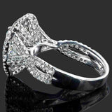 2ct Pear Cut Diamond Engagement Ring Dual Halo Split Band 14k White Gold Finish