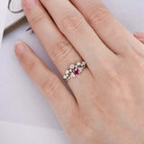 1.6ct Round Cut Pink Ruby Bridal Set Band Engagement Ring 14k White Gold Finish