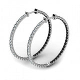 0.5ct Round Cut Black White Diamond Inside Out Hoop Earring 14k WhiteGold Finish