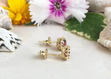 1.2ct Round Cut Red Garnet Crown Solitaire Stud Earrings 14k Yellow Gold Finish