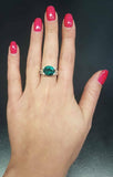 1.56ct Engagement Ring Oval Cut Green Emerald Split Shank 14k White Gold Finish