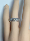 4Ct Baguette Diamond Milgrain Eternity Vintage Wedding Band 14K White Gold Over