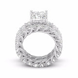 4Ct Princess Diamond Bridal Set Eternity Solitaire Ring Band 14K White Gold Over