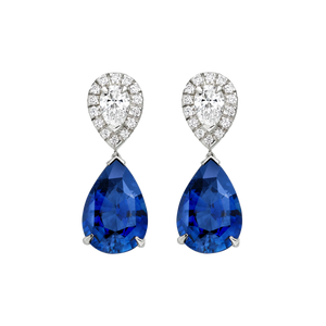 3Ct Pear Cut Blue Sapphire Elegant Tear Drop Earrings 14K White Gold Finish