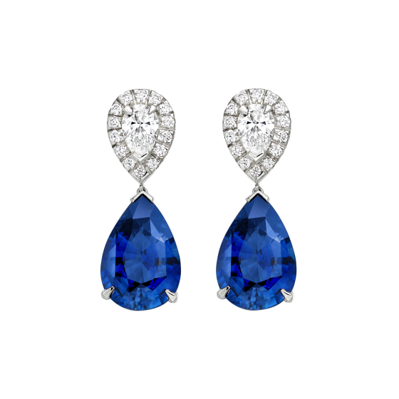 3Ct Pear Cut Blue Sapphire Elegant Tear Drop Earrings 14K White Gold Finish