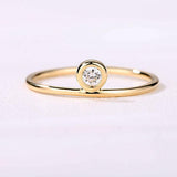 0.3ct Round Cut Diamond Minimalist Stacking Solitaire Band 14k Yellow Gold Over