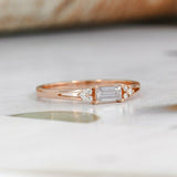 1ct Baguette Cut Diamond Engagement Ring Petite Minimalist 14k Rose Gold Finish