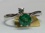 2ct Round Cut Green Emerald Two Stone Bypass Engagement Ring 14k White Gold Over