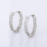 3.5ct Round Cut Diamond Cocktail Inside Out Hoop Earrings 14k White Gold Finish