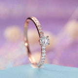 1.2ct Round Cut Diamond Engagement Ring Accent with Solitaire 14k Rose Gold Over