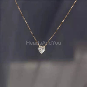 1ct Heart Cut Simulated Diamond Solitaire Pendant Chain 14k Yellow Gold Plated