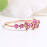 1.5ct Round Cut Pink Ruby Engagement Ring Promise Cluster 14k Rose Gold Finish