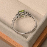 1ct Asscher Cut Peridot Diamond Petite Round Accent Ring 14k White Gold Finish