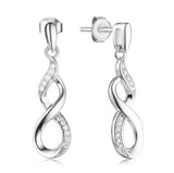 1.2ct Round Cut VVS1D Diamond Infinity Design Drop Earrings 14k WhiteGold Finish