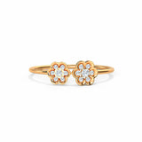 0.9ct Engagement Ring Round Cut Diamond Two Flower 14k Rose Gold Finish