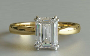 1.5ct Emerald Cut VVS1D Diamond Engagement Ring Solitaire 14k Yellow Gold Finish