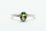 1ct Engagement Ring Oval Cut Green Peridot Crown Solitaire 14k White Gold Finish