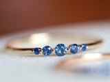 1ct Engagement Ring Round Cut Blue Sapphire Minimalist 14k Rose Gold Finish