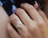 2.25ct Round Cut Morganite Engagement Ring Floral Art Deco 14k White Gold Finish