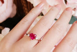 1.5ct Heart Cut Pink Ruby Engagement Ring 14k WhiteGold Finish Trilogy Solitaire