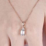 0.5ct Emerald Cut Blue Aquamarine Fancy Pendant 14k Rose Gold Finish NO CHAIN