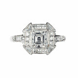 2ct Asscher Cut Diamond Halo Art Deco Accent Engagement Ring 14k White Gold Over