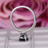 2ct Round Blue Sapphire Engagement Ring Diamond Round Accent 14k White Gold Over