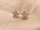 Flower Design Stud Earrings 1ct Round Cut VVS1D Diamond 14k Yellow Gold Finish