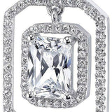 4Ct Radiant Cut Diamond Double Halo Women Pendant 14K White Gold Finish NO CHAIN