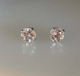 2.4ct Round Cut Morganite Classic Solitaire Stud Earrings 14k White Gold Finish