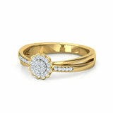 1.6ct Engagement Ring Round Cut Diamond Halo Floral Split 14k Yellow Gold Finish