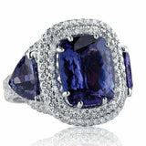 4ct Cushion Blue Sapphire Engagement Ring Dual Halo Cocktail 14k White Gold Over