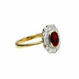 2.6ct Cushion Cut Pink Ruby Engagement Ring Floral 14k Yellow Gold Finish