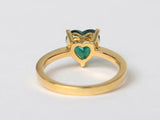 1ct Engagement Ring Heart Cut Green Emerald Solitaire 14k Yellow Gold Finish