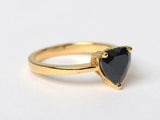 1ct Engagement Ring Heart Cut Black Diamond Solitaire 14k Yellow Gold Finish