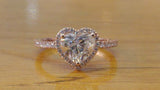 1.5ct Heart Cut VVS1 Diamond Accents Halo Engagement Ring 14k Rose Gold Finish