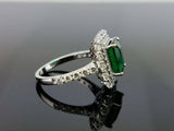 4Ct Green Emerald Diamond Dual Halo Vintage Engagement Ring 14K White Gold Over