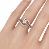 2Ct Heart Cut Diamond Unique Swirl Solitaire Engagement Ring 14K Dual Gold Over